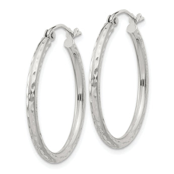 Sterling Silver 2mm Diamond Cut Hoop Earrings