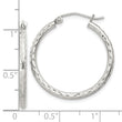 Sterling Silver 2mm Diamond Cut Hoop Earrings