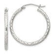 Sterling Silver 2mm Diamond Cut Hoop Earrings