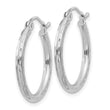 Sterling Silver Rhodium-plated 2mm Diamond Cut Hoop Earrings