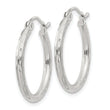 Sterling Silver 2mm Diamond Cut Hoop Earrings