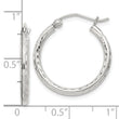 Sterling Silver 2mm Diamond Cut Hoop Earrings
