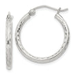 Sterling Silver 2mm Diamond Cut Hoop Earrings