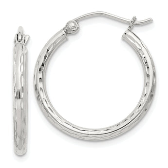 Sterling Silver 2mm Diamond Cut Hoop Earrings