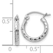 Sterling Silver Rhodium-plated 2mm Diamond Cut Hoop Earrings