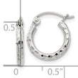 Sterling Silver 2mm Diamond Cut Hoop Earrings