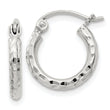 Sterling Silver 2mm Diamond Cut Hoop Earrings
