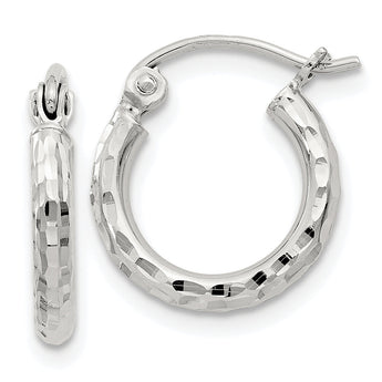Sterling Silver 2mm Diamond Cut Hoop Earrings
