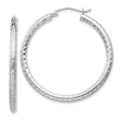Sterling Silver Rhodium-plated 2.5mm Diamond-cut Hoop Earrings