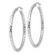 Sterling Silver Rhodium-plated 3.00mm Diamond-cut Hoop Earrings