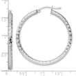 Sterling Silver Rhodium-plated 3.00mm Diamond-cut Hoop Earrings