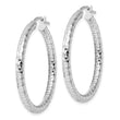 Sterling Silver Rhodium-plated 3.00mm Diamond-cut Hoop Earrings