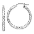 Sterling Silver Rhodium-plated 3.00mm Diamond-cut Hoop Earrings
