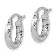 Sterling Silver Rhodium-plated 3.00mm Diamond-cut Hoop Earrings