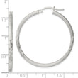 Sterling Silver 2.5mm Polished/Satin D/C Hoop Earrings