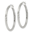 Sterling Silver 2.5mm Polished/Satin D/C Hoop Earrings