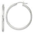 Sterling Silver 2.5mm Polished/Satin D/C Hoop Earrings