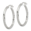 Sterling Silver 2.5mm Polished/Satin D/C Hoop Earrings