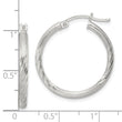 Sterling Silver 2.5mm Polished/Satin D/C Hoop Earrings