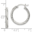 Sterling Silver 2.5mm Polished/Satin D/C Hoop Earrings