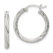 Sterling Silver 2.5mm Polished/Satin D/C Hoop Earrings