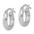 Sterling Silver Rhodium-plated 3mm Polished/Satin Diamond-cut Hoop Earrings