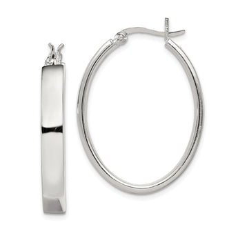 Sterling Silver Polished 4.75mm Oval Hoop Earrings