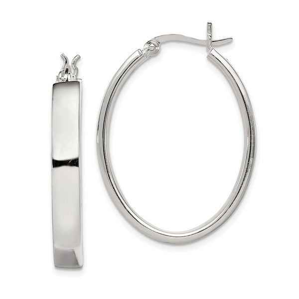 Sterling Silver Polished 4.75mm Oval Hoop Earrings