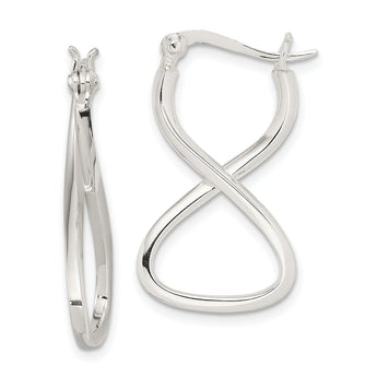 Sterling Silver Polished & Twisted Oval Hoop Earrings
