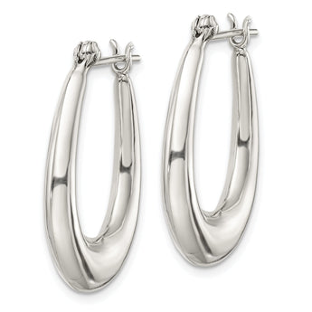 Sterling Silver Polished & Tapered Oval Hoop Earrings
