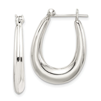 Sterling Silver Polished & Tapered Oval Hoop Earrings