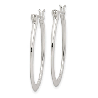 Sterling Silver Polished & Tapered Oval Hoop Earrings