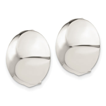Sterling Silver Polished Non-Pierced 18mm Circle Button Earrings - Birthstone Company