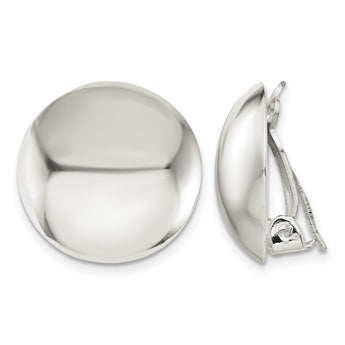 Sterling Silver Polished Non-Pierced 18mm Circle Button Earrings - Birthstone Company