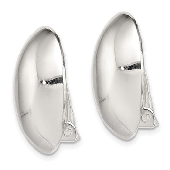 Sterling Silver Polished Non-Pierced 22x15mm Oval Button Earrings