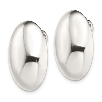 Sterling Silver Polished Non-Pierced 25x18mm Oval Button Earrings - Birthstone Company
