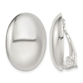Sterling Silver Polished Non-Pierced 25x18mm Oval Button Earrings - Birthstone Company