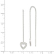 Sterling Silver Polished & Hammered Heart Threader Earrings