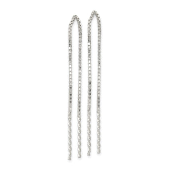 Sterling Silver Polished Twisted Spiral Bar Threader Earrings