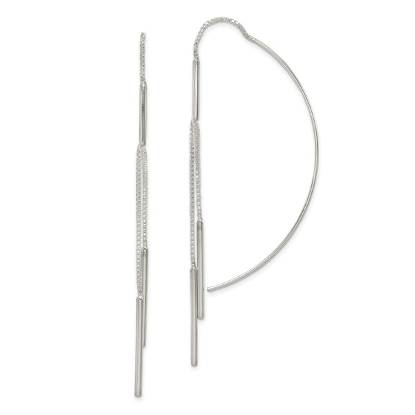 Sterling Silver Polished Multi-Strand Bar Threader Earrings
