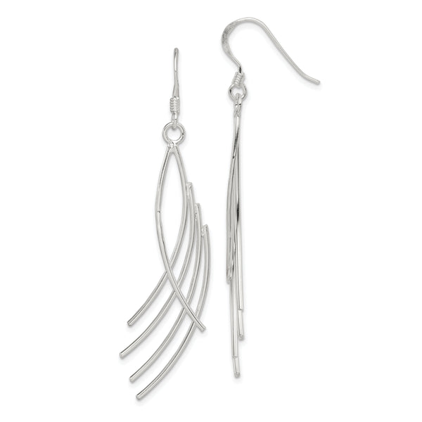 Sterling Silver Polished Fancy Curved Design Dangle Earrings