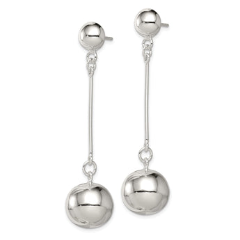 Sterling Silver Polished 14mm Ball Post Dangle Earrings
