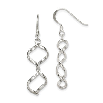 Sterling Silver Polished Fancy Twisted Dangle Earrings