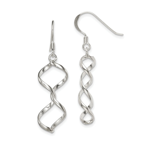 Sterling Silver Polished Fancy Twisted Dangle Earrings