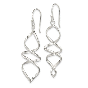 Sterling Silver Polished Corkscrew Twisted Dangle Earrings