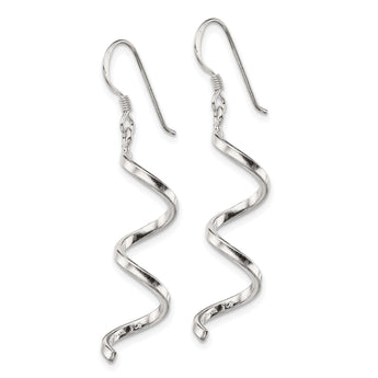 Sterling Silver Polished Fancy Twisted Spiral Dangle Earrings