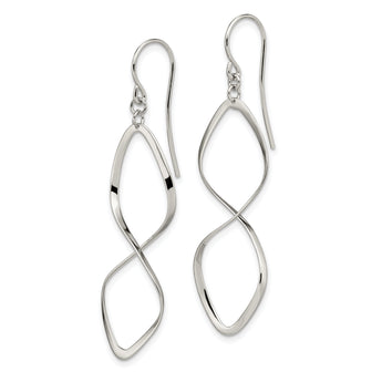 Sterling Silver Rhodium-plated Polished Twisted Dangle Earrings