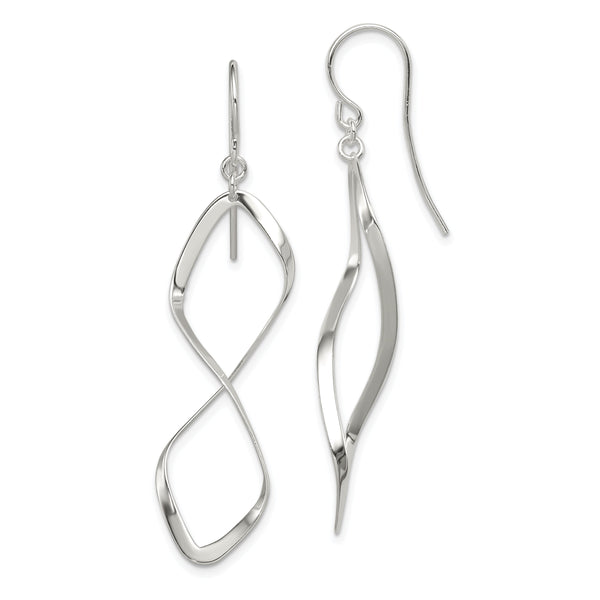 Sterling Silver Rhodium-plated Polished Twisted Dangle Earrings
