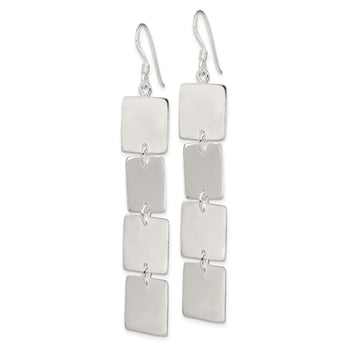 Sterling Silver Polished Four Square Dangle Earrings