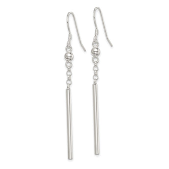 Sterling Silver Polished Fancy Bar Dangle Earrings